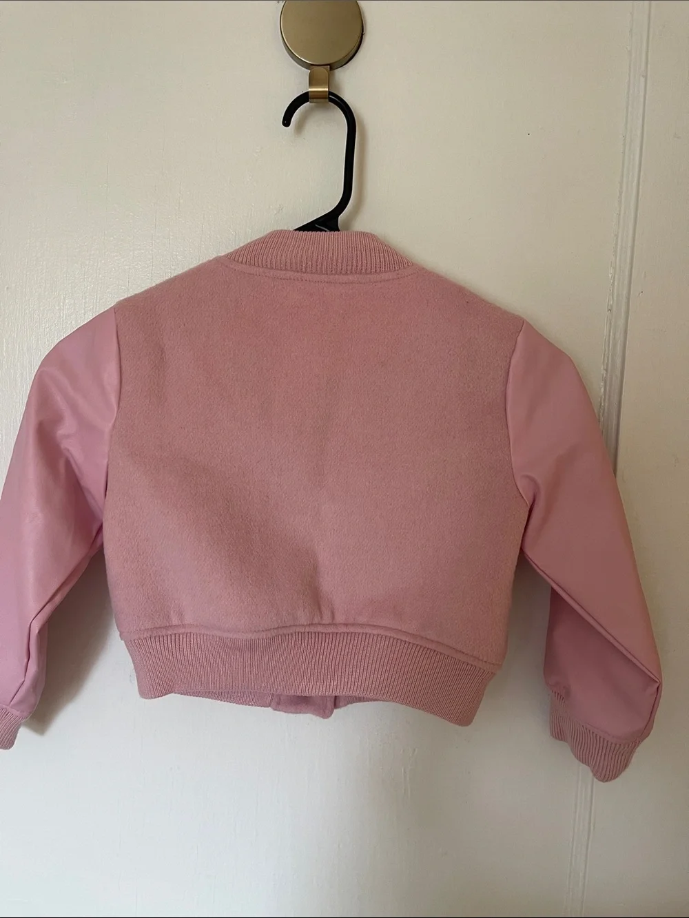 GAP Light Pink Kids Wool-Blend Varsity Bomber Jacket XS